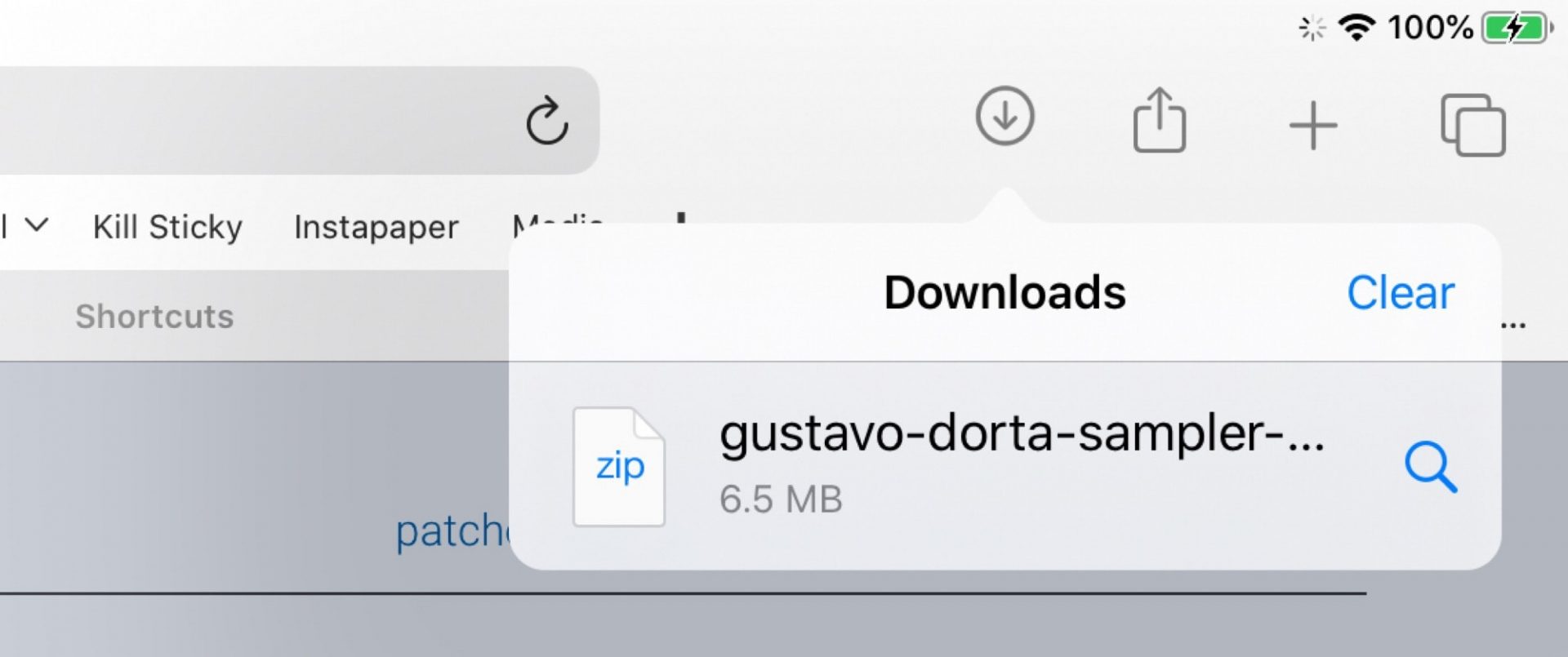 download button safari ipad